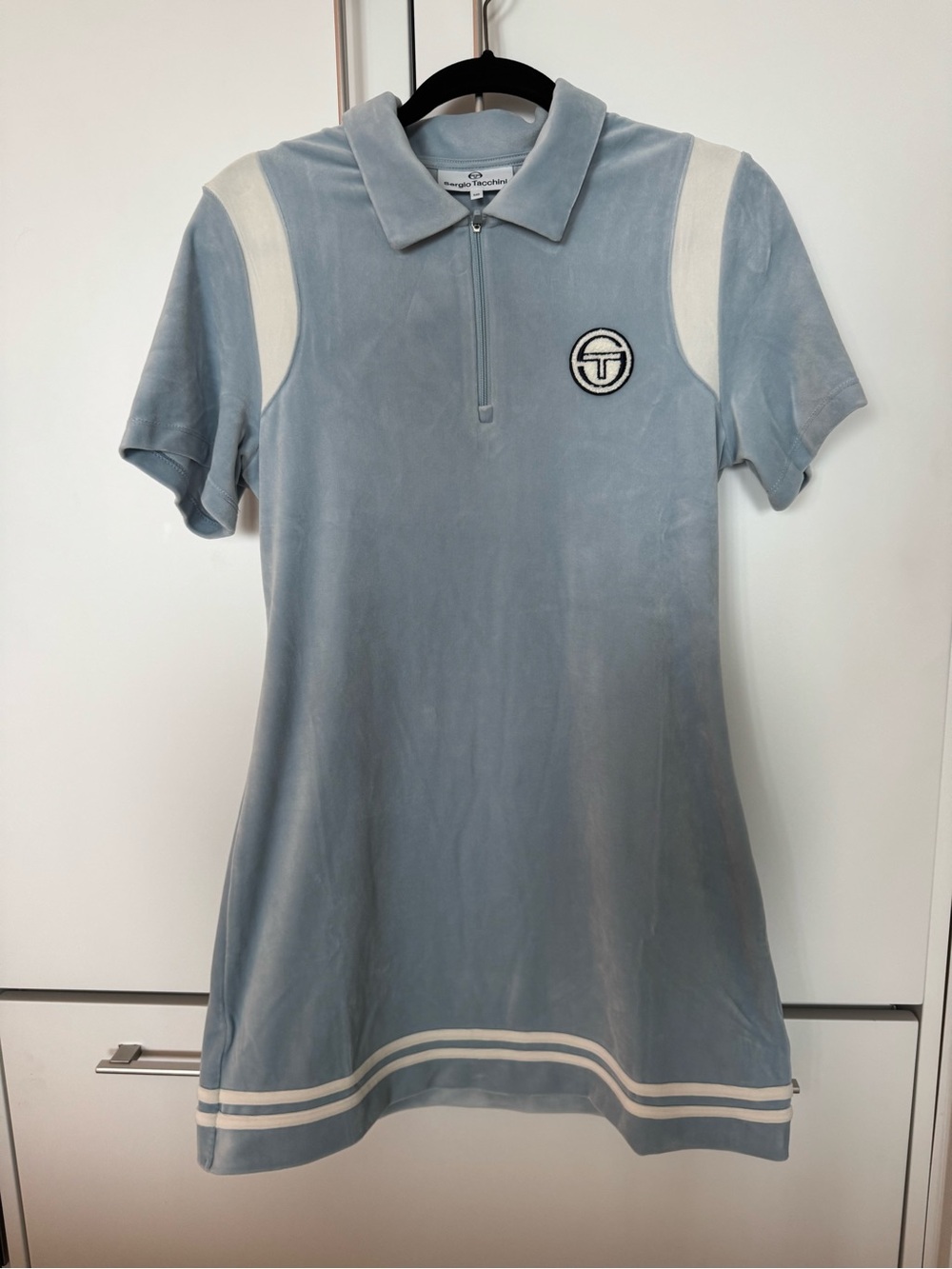 Sergio Tacchini Light Blue and White Polo Mini Dress